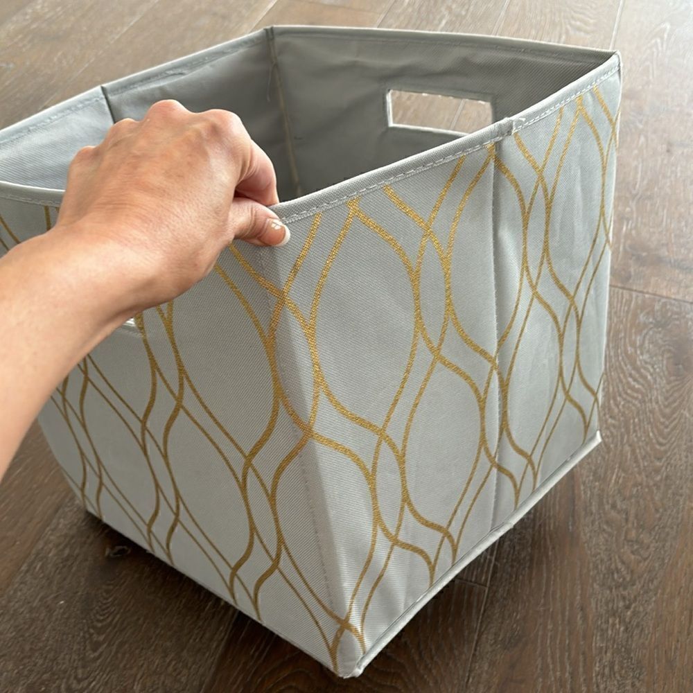 Canvas storage box with gold pattern -multiple available - Picture 2 of 3